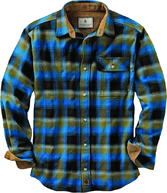 Legendary Whitetails Men's Standard Buck Camp Flannel Shirt $57.28 Buck Camp Flannel Shirt, 5.1 ounces, perfect for solo or layered wear indoors/outdoors. Durable corduroy details, classic design & relaxed fit.