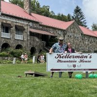 Craig and Wendy behind Kellermans sign Mountain Lake Lodge Virginia